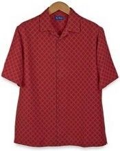 Red 'Medallions' Silk Casual Shirt