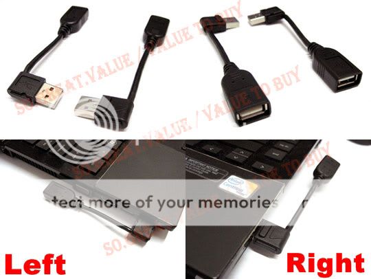 Pair 90 degree left Right angle USB 2.0 extension Cable  